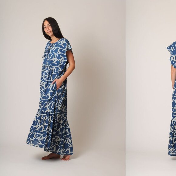 Blue and White Maxi Dress - Picture 6 of 13